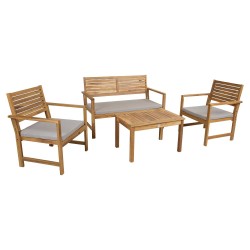 Garden furniture set FORTUNA table, bench and 2 chairs, acacia