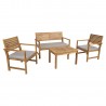 Garden furniture set FORTUNA table, bench and 2 chairs, acacia