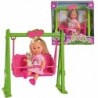 SIMBA Evi doll on a double swing with a dog