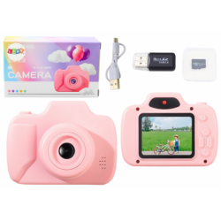 Camera For Kids Photos Recording Games Memory Card 64GB Pink