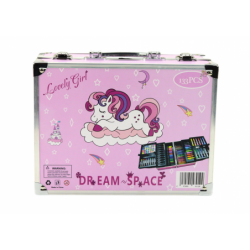 Art Set in Folding Suitcase with Unicorn 133 El