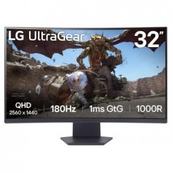 LCD Monitor LG 32GS60QC-B 32" Gaming/Curved Panel VA 2560x1440 16:9 180 Hz Matte 1 ms Tilt 32GS60QC-B