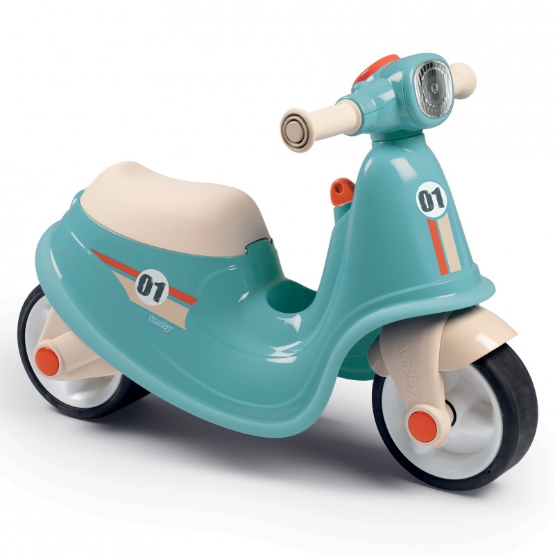 Smoby Blue Ride On Scooter Ретро скутер с бесшумными колесами