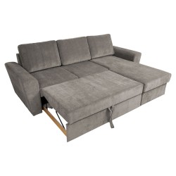 Corner sofa bed INGMAR brownish gray