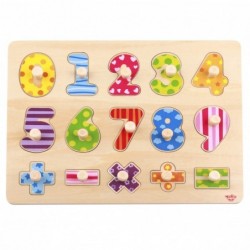 TOOKY TOY Wooden Puzzle Learning To Count Jigsaw With Pins Numbers