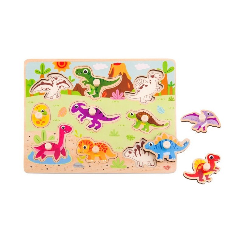 TOOKY TOY Wooden Puzzle Dinosaur Shapes Jigsaw