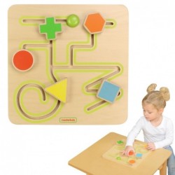 Sliding maze. Geometric figures. Wooden tablet. Masterkidz Puzzle