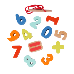CLASSIC WORLD Wooden Threading Blocks Numbers Mathematical Actions 13 el.