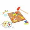 TOOKY TOY Jigsaw Puzzle Cork Board Nailing Game with Hammer 20 Patterns 82 pcs. FSC certificate