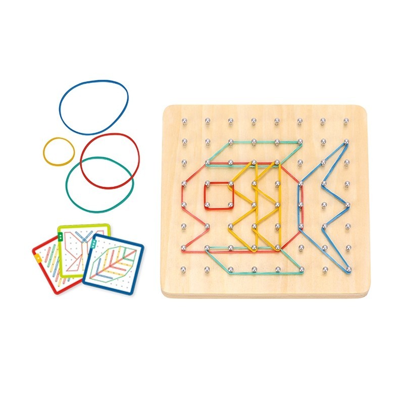 TOOKY TOY Wooden Geoplan Puzzle for Erasers Shapes Contours 69 pcs.