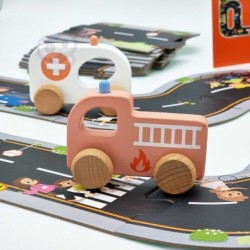 TOOKY TOY Road Puzzle lastele Kit Highway Mockup 21 tk. FSC + 2 puidust sõiduki sertifikaat