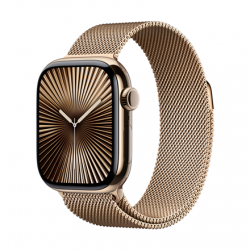 Apple Watch Series 10 GPS + Cellular 42mm Gold Titanium Case with Gold Milanese Loop