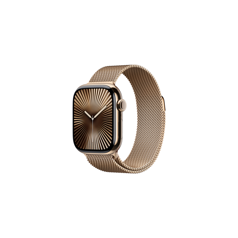 Apple Watch Series 10 GPS + Cellular 42mm Gold Titanium Case with Gold Milanese Loop