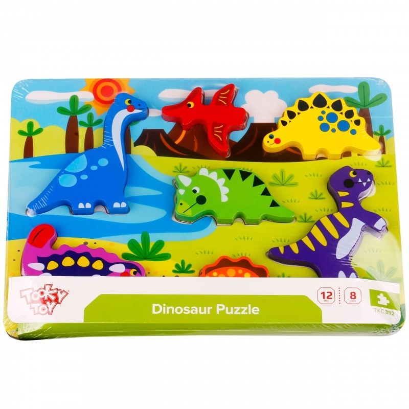 TOOKY TOY Thick Puzzle Dinosaurs Match the Shapes