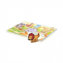 VIGA Thick Puzzle Wild Animals Match the Shapes