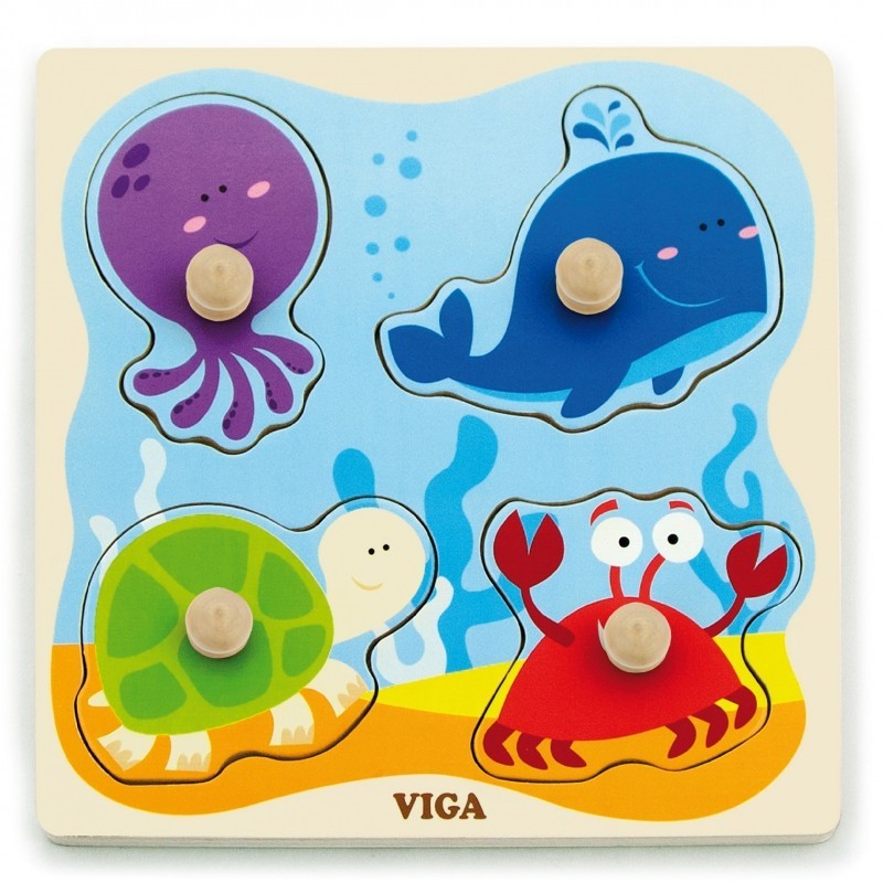 VIGA Wooden Puzzle with Pins Sea