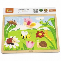 VIGA Wooden Puzzle Life in the Meadow Park 16 elements
