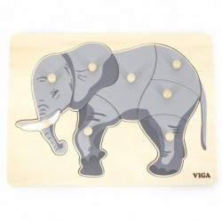 VIGA Wooden Montessori Puzzle Elephant with Pins