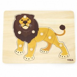 VIGA Wooden Montessori Puzzle Lion with Pins