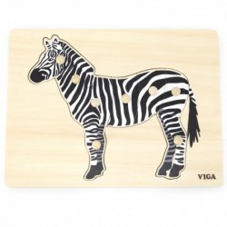 VIGA Wooden Montessori Puzzle Zebra with Pins