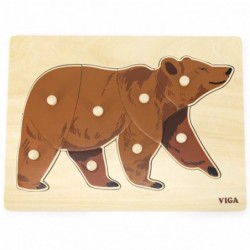 VIGA Wooden Montessori Puzzle Teddy Bear Bear with Pins