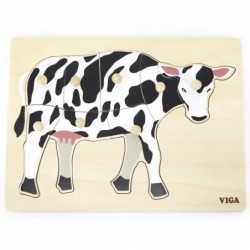 VIGA Wooden Montessori Puzzle Cow with Pins