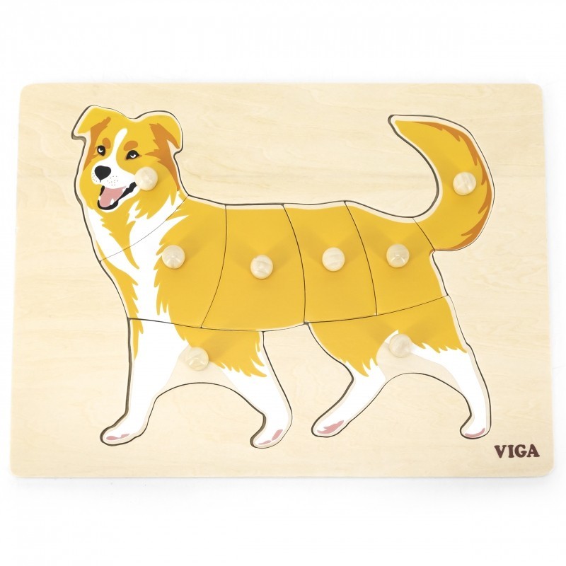 VIGA Wooden Montessori Puzzle Dog with Pins