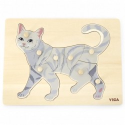 VIGA Wooden Montessori Puzzle Cat with Pins