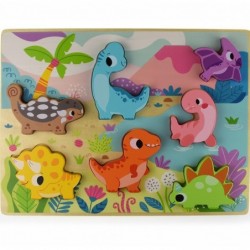 Tooky Toy Wooden Puzzle Animals Dinosaurs Match the Shapes