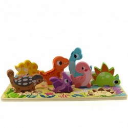 Tooky Toy Wooden Puzzle Animals Dinosaurs Match the Shapes