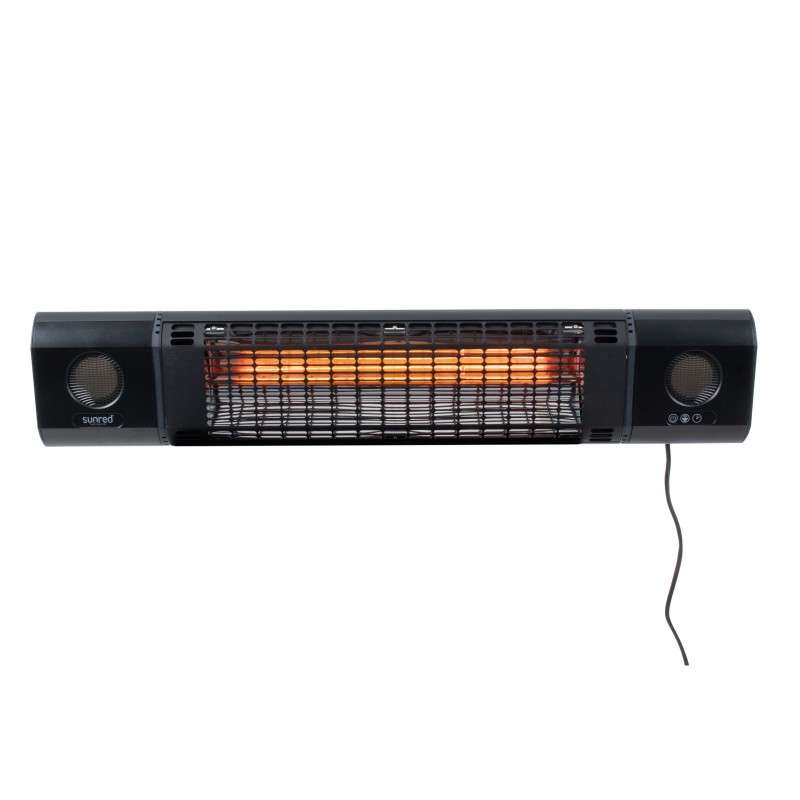 SUNRED Heater SOUND-2000W, Sun and Sound Ultra Wall Infrared 2000 W Black IP54