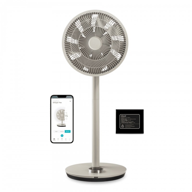 Duux Fan with Battery Pack Whisper Flex Smart Stand Fan Greige Diameter 34 cm Number of speeds 26 |