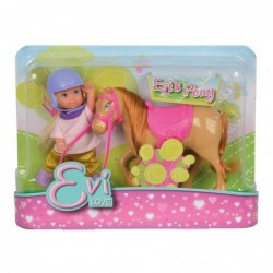 SIMBA Evi doll in a blue helmet with a pony