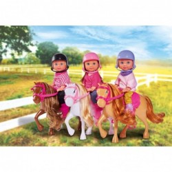 SIMBA Evi doll in a blue helmet with a pony