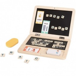 TOOKY TOY Wooden Laptop Jigsaw Puzzle Learning Letters Writing Whiteboard 58 pcs.