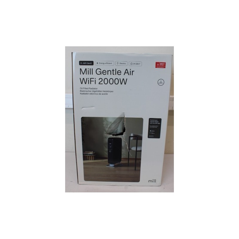 SALE OUT. Mill OIL2000WIFI3 Black WiFI GEN3 Oil Filled Radiator, 2000 W, APP+WiFi+Bluetooth, Mill Heat Boost Technology