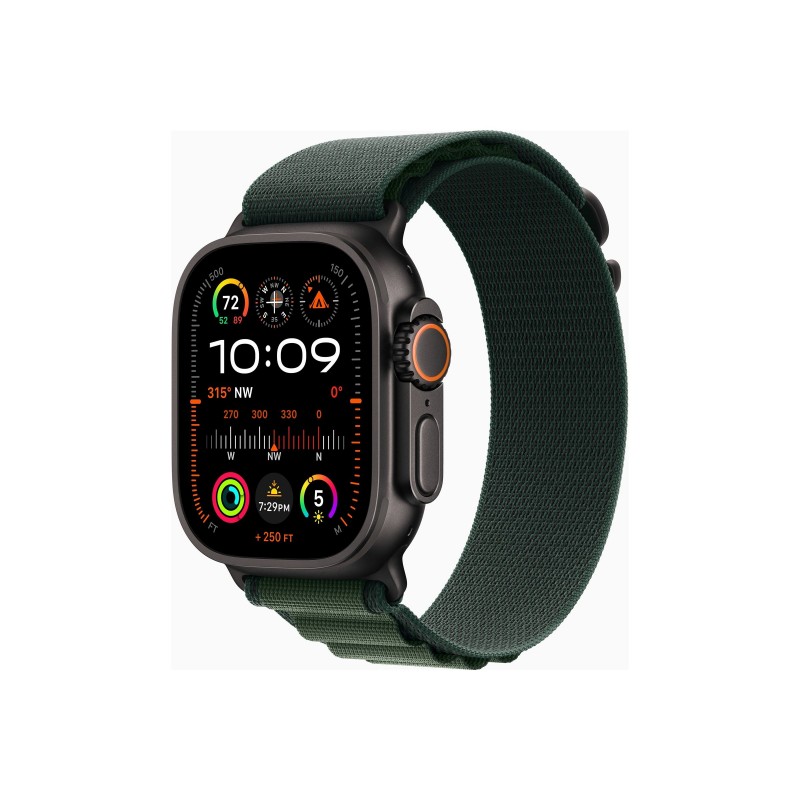 Apple Watch Ultra 2 GPS + Cellular 49mm Black Titanium Case with Dark Green Alpine Loop - Small