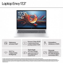 HP ENVY 17-da0004nw Ultra 7 155H 17,3"FHD Touch AG IPS 300 nits 16GB DDR5 SSD1TB Intel Arc Cam5MP W11Pro  2Y Glacier