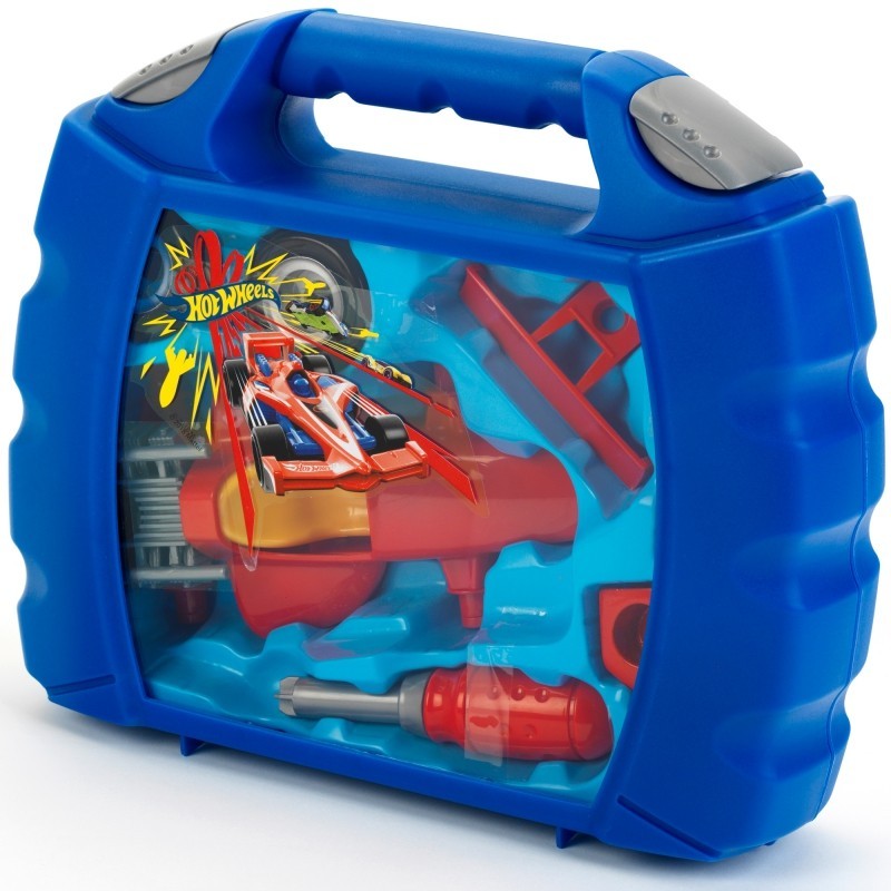 Klein A suitcase with a Hot Wheels rolling car