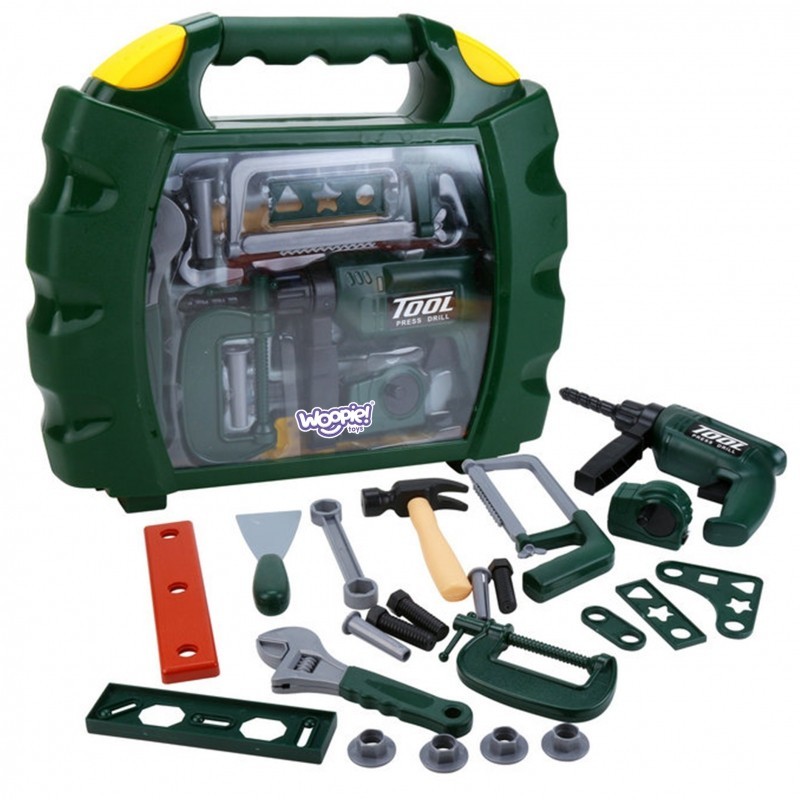 WOOPIE Tools with a drill in a green suitcase for children DIY Kit 22 pcs.
