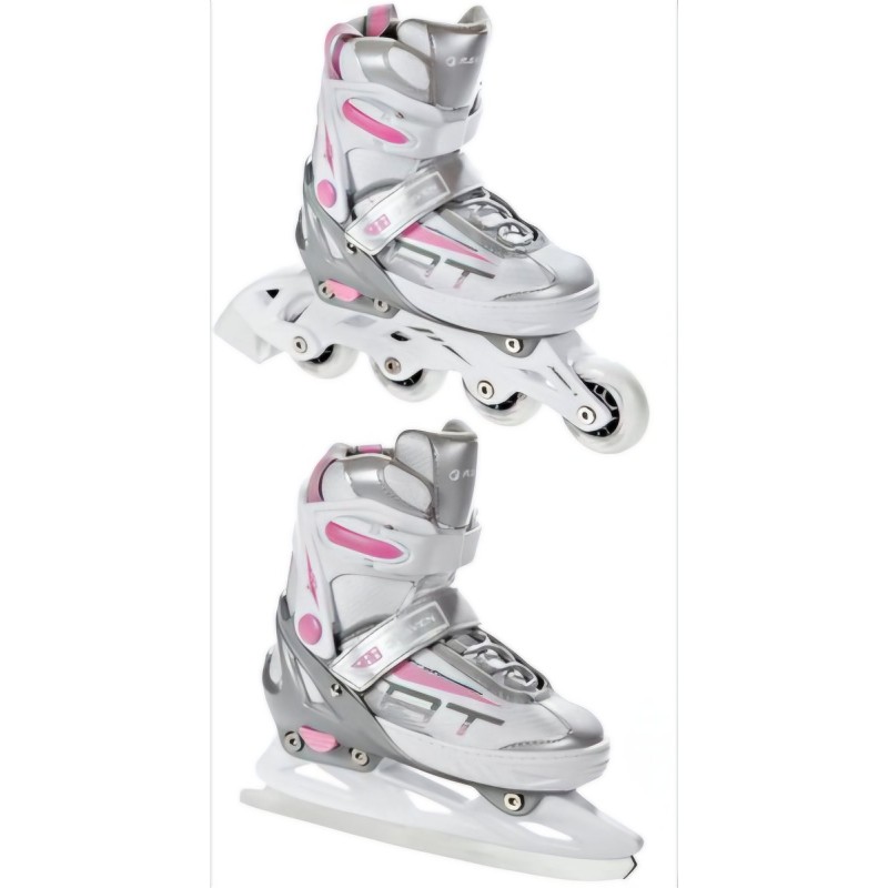 3-in1 Skates/inline skates Raven Profession White/Pink+Blades