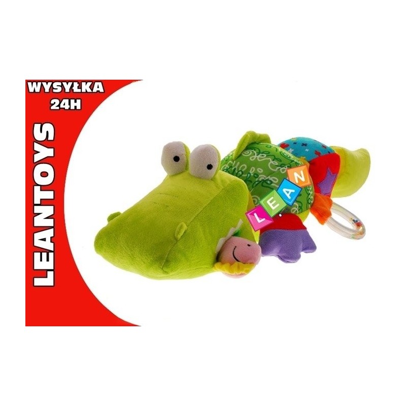 Activity croco plush toy + rattle,crinckle,teether