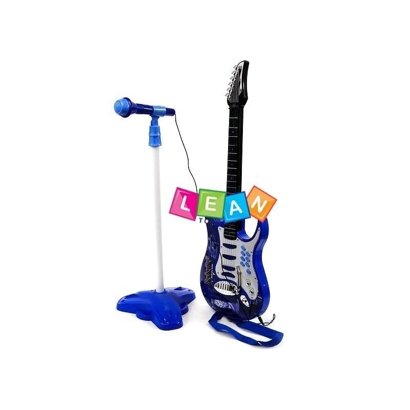 Guitar With Tripod And Microphone Blue