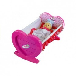 Dolls Rocking Baby Cradle Crib Cot With Bedding