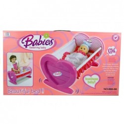 Dolls Rocking Baby Cradle Crib Cot With Bedding