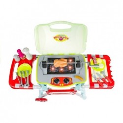 Childrens Kids Grill BBQ Barbecue Set On Wheels Lights Sounds Pretend Play