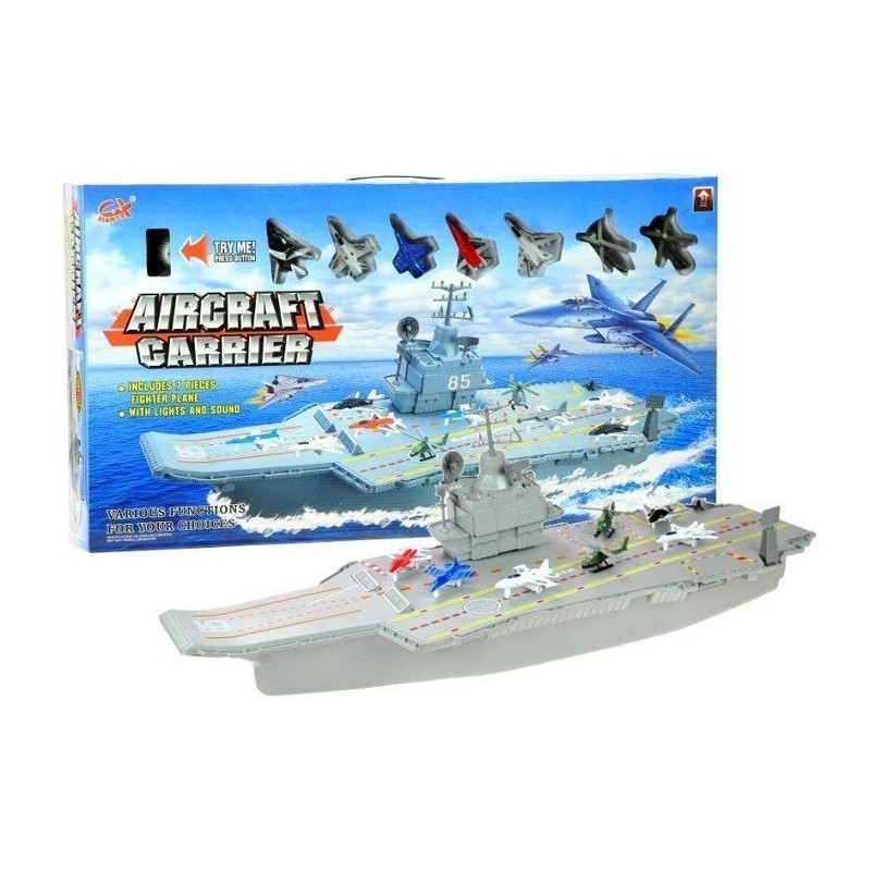 AIRCRAFT CARRIER PLAY SET 7 AIRPLANES 2 HELICOPTERS