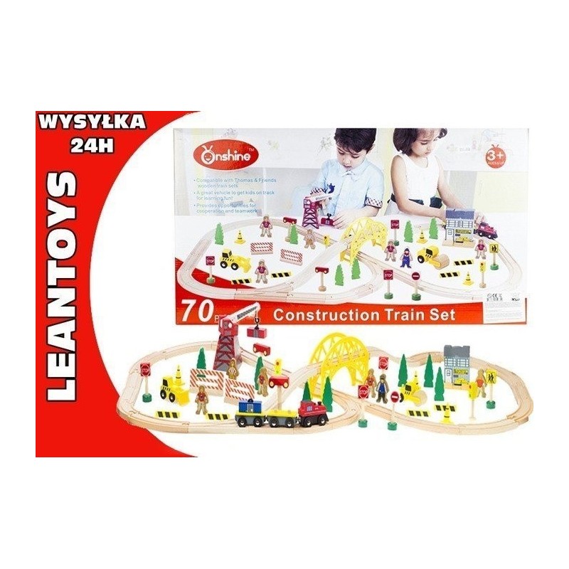 Wooden 70 PCS Construction Train Set