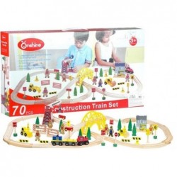 Wooden 70 PCS Construction Train Set