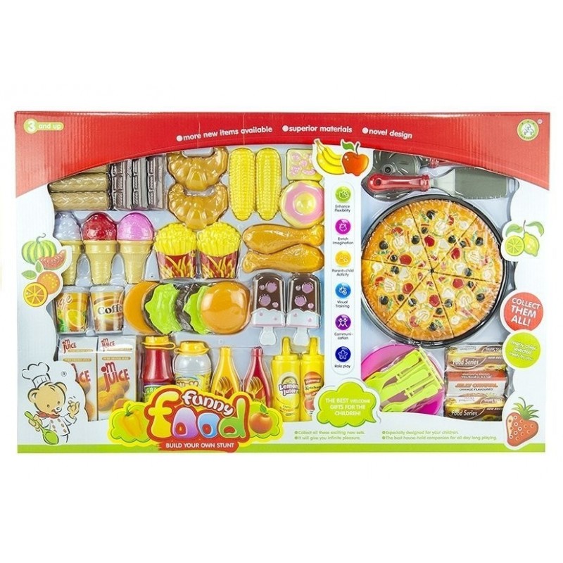 Grocery Set 82 PCS Artificial Food Roleplay Pizza Kids Pretend Role Play Kitchen